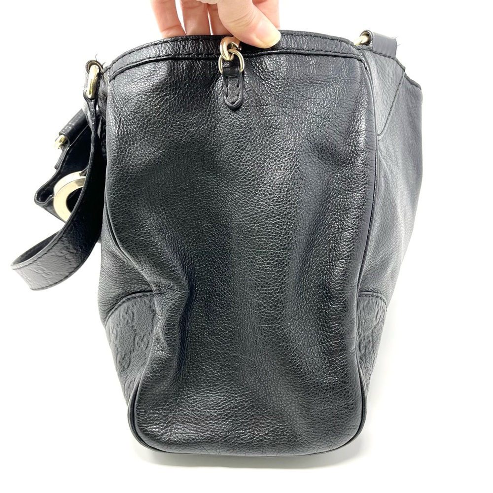 Vintage Gucci Charlotte GG Logo Monogram Shoulder Hobo Bag Tote Black Leather - Picture 5 of 14